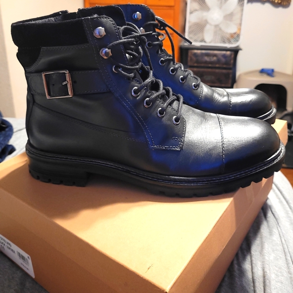 Steve Madden Stelvio Black Leather Boots (Mens)
